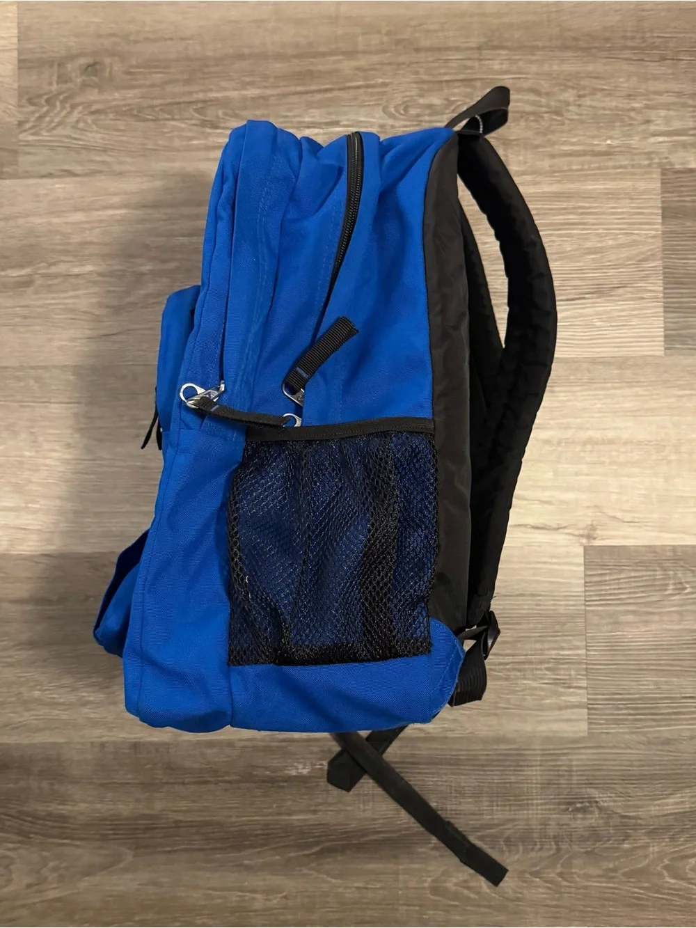JanSport Large Blue/Black Zip Backpack Padded Adjustable Straps Front Pocket